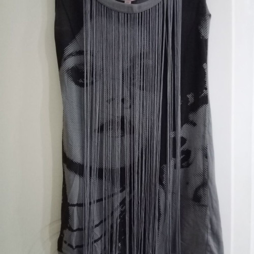 Short dress with fringes like new, gray and black, size S