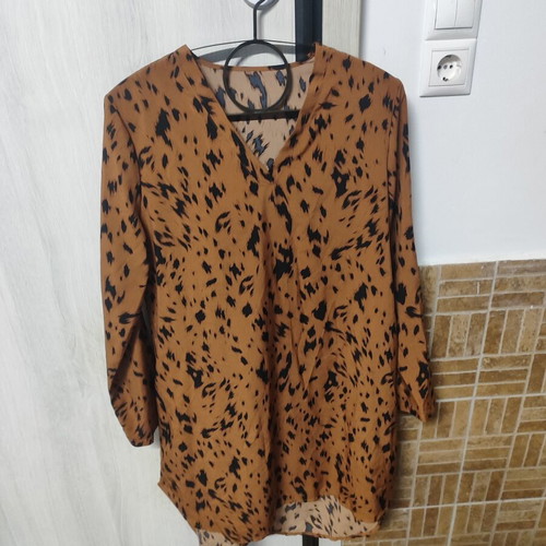 Women's brown animal print blouse dress
