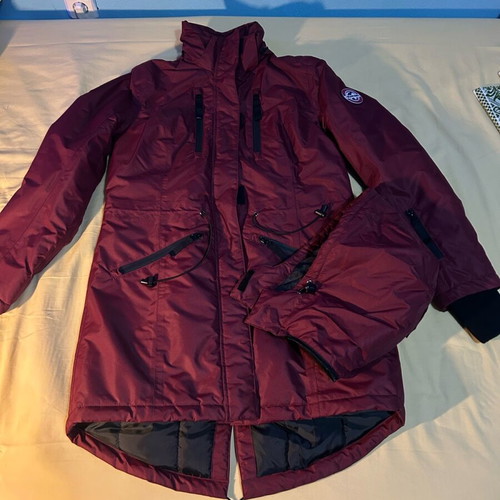Bpc women's jacket burgundy with removable hood like new