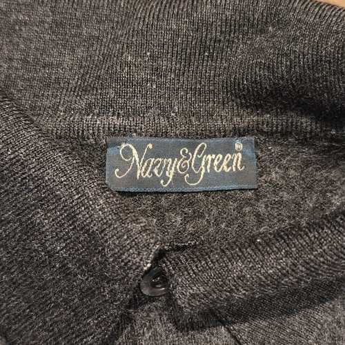Navy & Green knitted polo shirt medium size gray like new