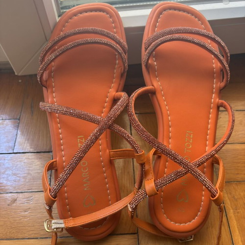 Marco Tozzi orange sandals with rhinestones, size 39