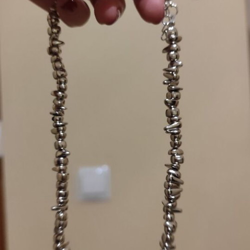 Silver necklace and bracelet set with black stone new