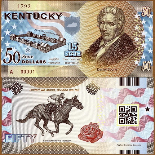 America 50 Dollars 2014 15th State Kentucky Daniel Boone Polymer fantasy new