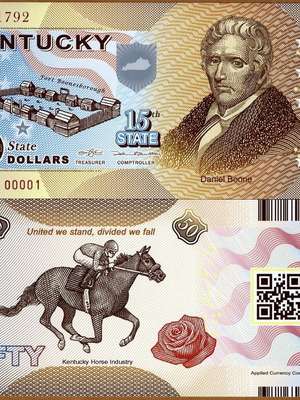 America 50 Dollars 2014 15th State Kentucky Daniel Boone Polymer fantasy new