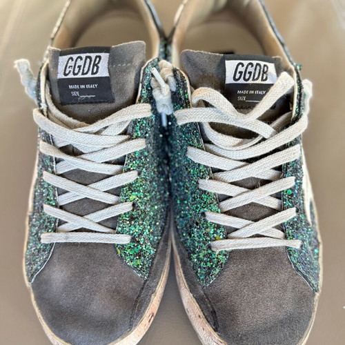 Golden Goose Superstar Emerald Glitter Cork Sole Like New