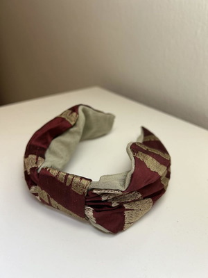 Silk headband burgundy with gold details new