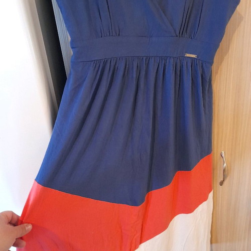 Matis dress xl used, blue with orange and white