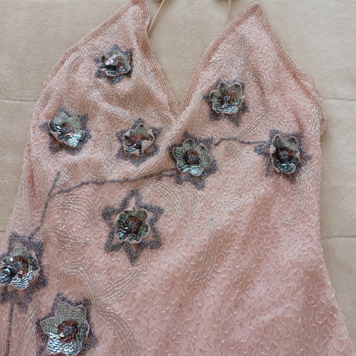 Vintage style dress used, pink, embroidered, size M
