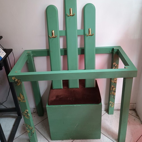 Furniture set used, desk, hanger, and stool painted with chalk paint