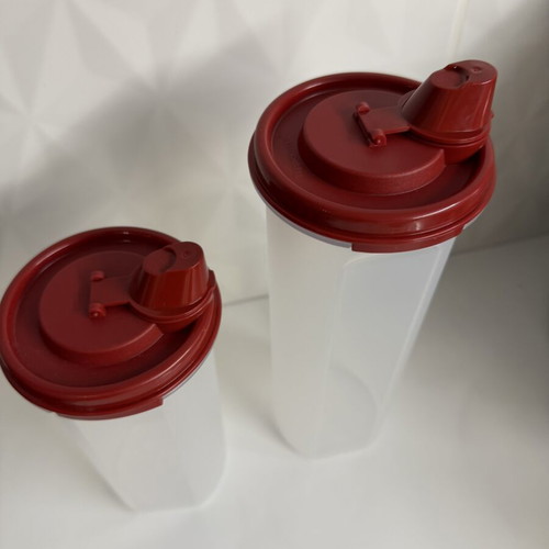 Tupperware set with 650ml and 890ml oil pourers and 6 forks new