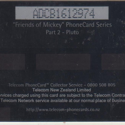 New Zealand Telecom Disney Friends of Mickey Pluto Phonecard