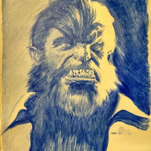 Wolfman portrait acrylic painting new