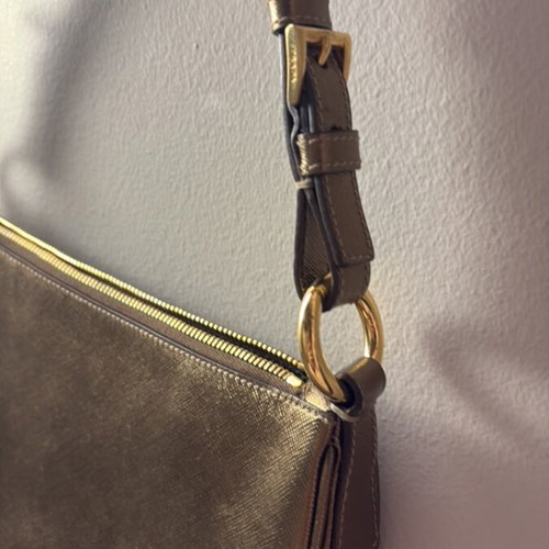 Prada Gold Saffiano shoulder bag new, gold