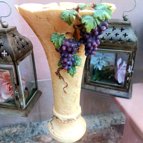 Vase used about 0.25m high with grapes decoration