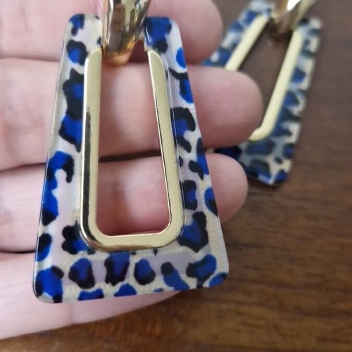 Zara animal print earrings like new, blue and gold