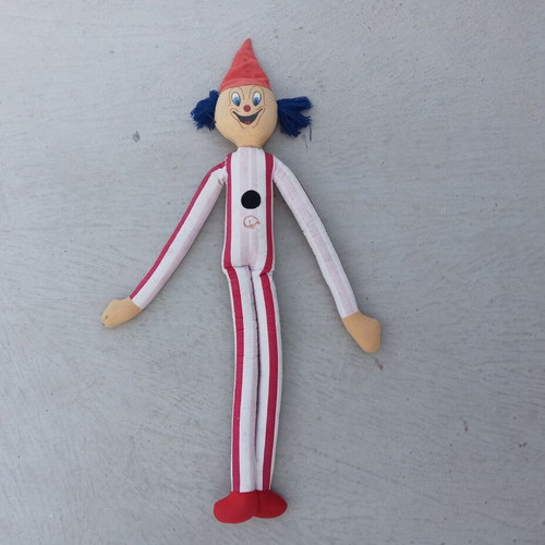 Vintage plush juggler toy, 1980s