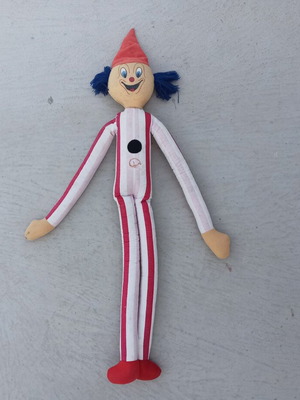 Vintage plush juggler toy, 1980s