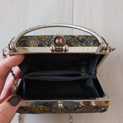 Evening bag like new, black and gold handheld