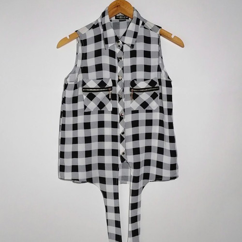 Colloseum sleeveless shirt used, checkered, size XS