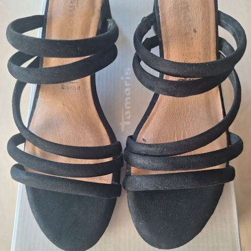 Tamaris black mules sandals like new, size 38