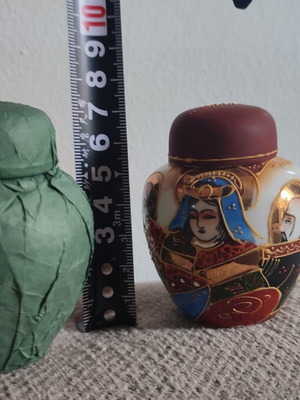 Vintage Japanese porcelain jar set Moriage style