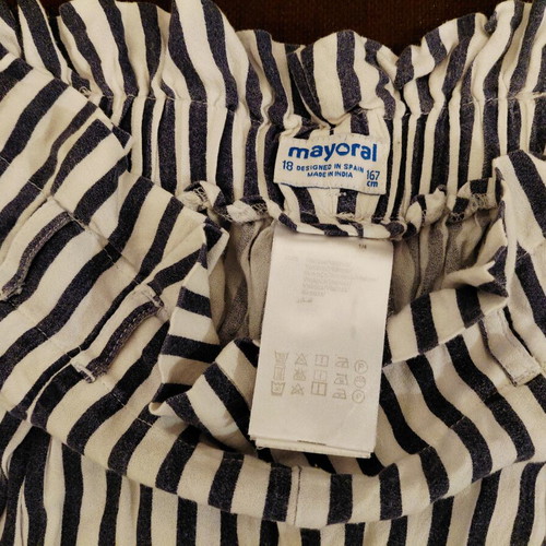 Mayoral striped paperbag pants with fabric belt