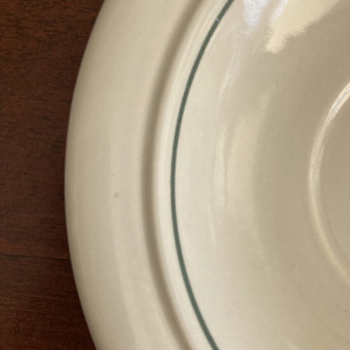 Vintage Staffordshire Tableware green rim porcelain saucer