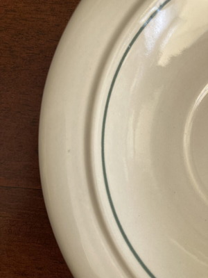 Vintage πιατάκι Staffordshire Tableware με πράσινο περίγραμμα από πορσελάνη