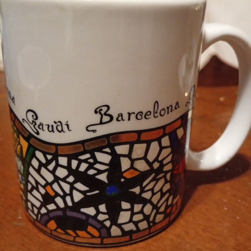 Gaudi museum souvenir mug with gold decoration