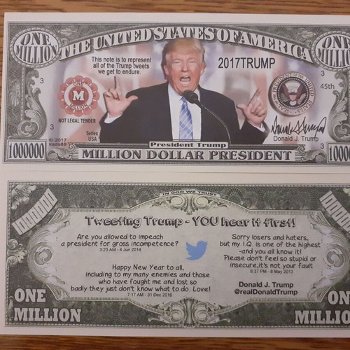 Fake Banknote 1,000,000 Dollars USA Trump Donald President 2017 new