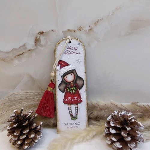 Handmade wooden Christmas bookmark new