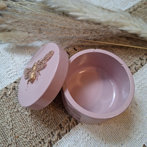 Gypsum jar hand-painted with acrylics and glossy finish, new