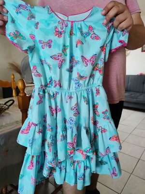 Girl's dress like new, colorful turquoise, size 122 cm, 7 years