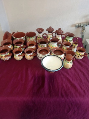 Ceramic vessels like new, set of 23, folk art