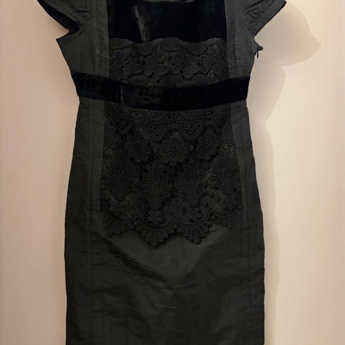 Christian Lacroix silk velvet lace dress like new, black