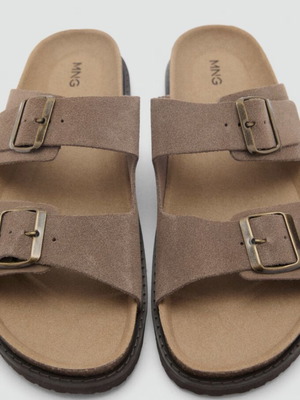 Mango Castor Leather Sandals Brown Size 41 New