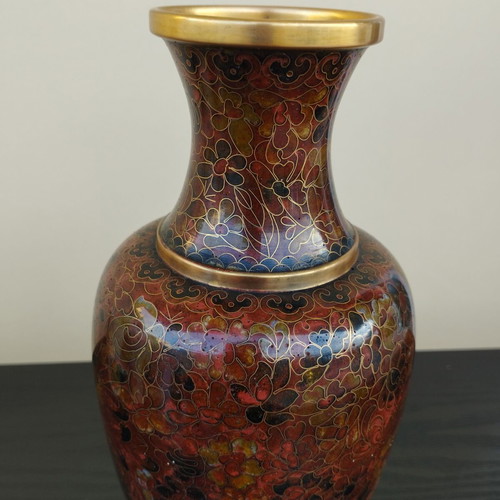 Cloisonne vintage decorative vase like new with metal