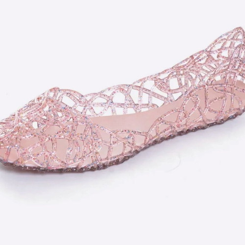 Kid Beach Glitter Jelly Ballet Flats Crystal Summer Soft Hollow