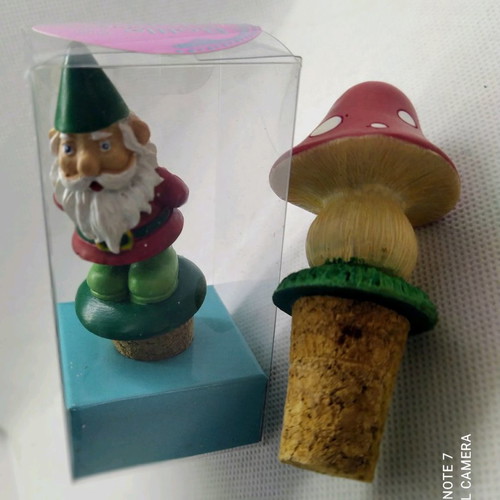 Bottle stoppers with decorative figurines, new, set of 2