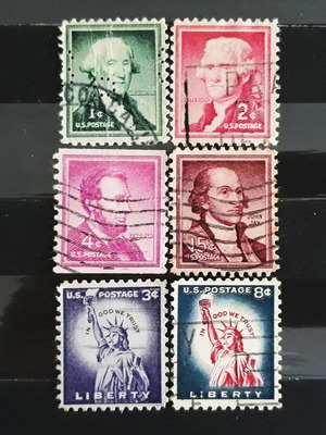 Σειρά γραμματοσήμων Liberty ΗΠΑ 1954 & 1958 σαν καινούργια, σετ 6 τεμ.