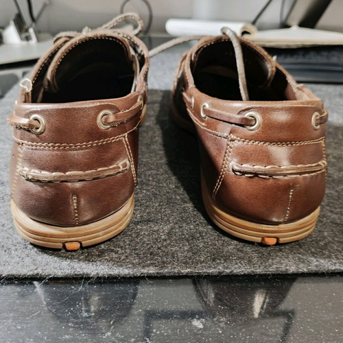 Men's leather boat shoes used, brown, size 41