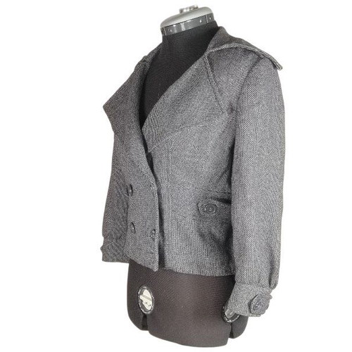 Checked white gray jacket with buttons short like new
