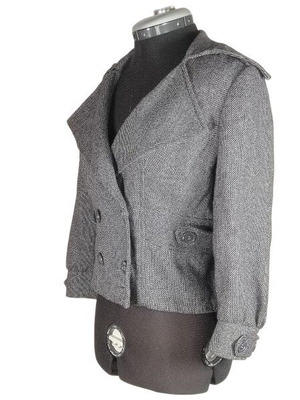 Checked white gray jacket with buttons short like new