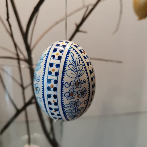 Collection of six used handmade eggs with painting and carvings