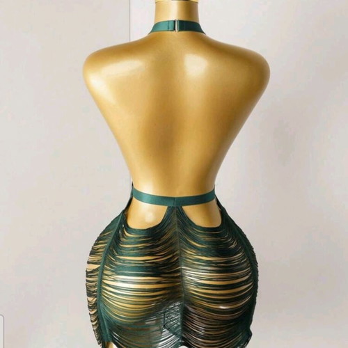Beach dress green cypress color, new, size M