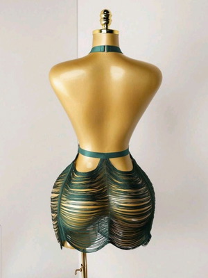 Beach dress green cypress color, new, size M