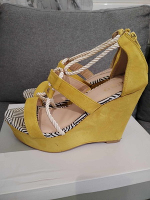 Yellow platform sandals size 40