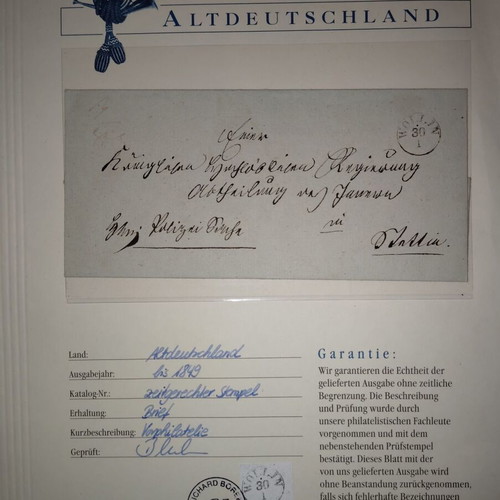 Prussia 1849 Pre-Philatelic Cover new with Wollin postmark