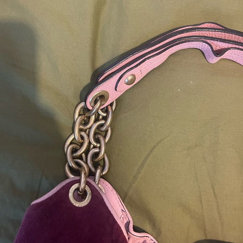 Juicy Couture vintage velour hobo bag like new, pink burgundy chain strap