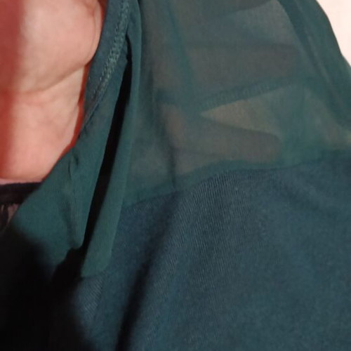 Bershka blouse S used, dark cypress green with front print